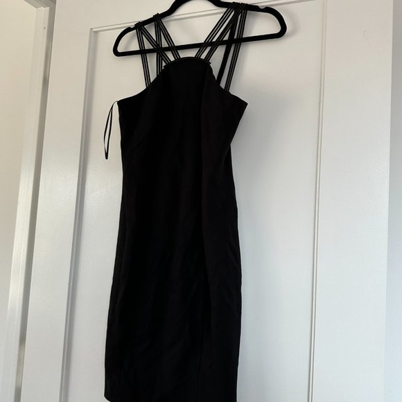Elie Tahari Cisco Sheath Mini Dress Strappy Halter Neckline  Sz 2 Black - Picture 5 of 10